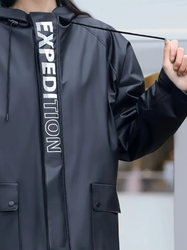 Noir Shield All Black Women Raincoat Set